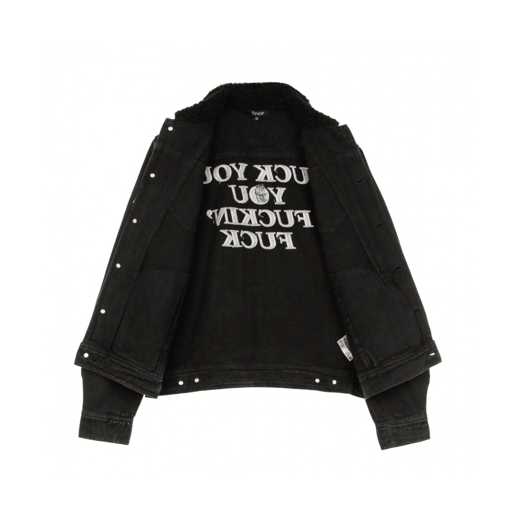 RIPNDIP GIUBBOTTO JEANS FUCKING FUCK DENIM SHERPA JACKET BLACK WA