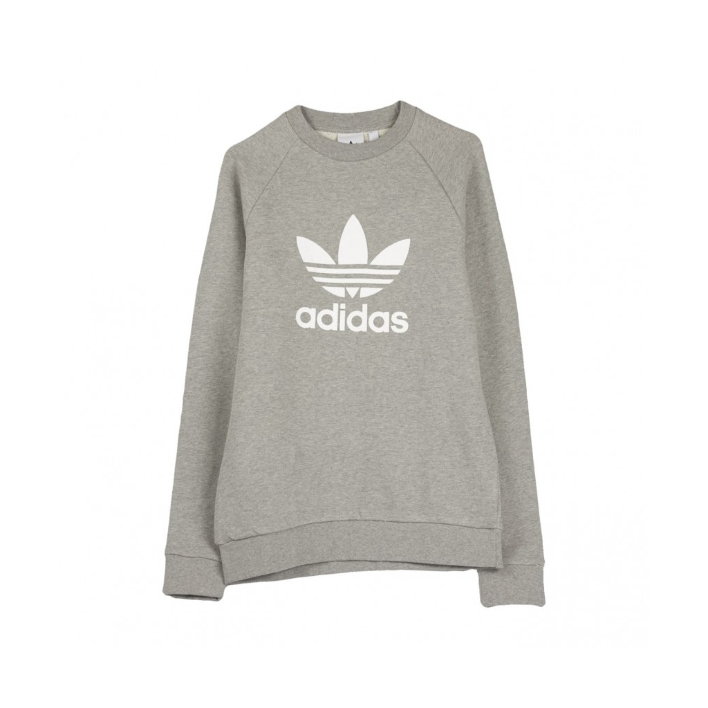 FELPA GIROCOLLO TREFOIL CREW MEDIUM GREY HEATHER/WHITE