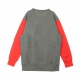 FELPA GIROCOLLO COLOUR BLOCK KANGAROO POCKET REVERSE WEAVE GREY/RED