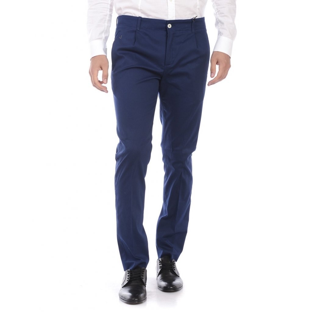 PANTALONI PANTALONE BIGNE BOTTONE BIANCO BLU | Bowdoo.com