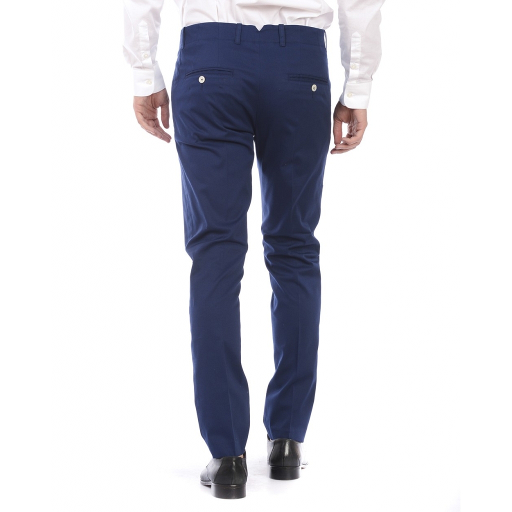 PANTALONI PANTALONE BIGNE BOTTONE BIANCO BLU