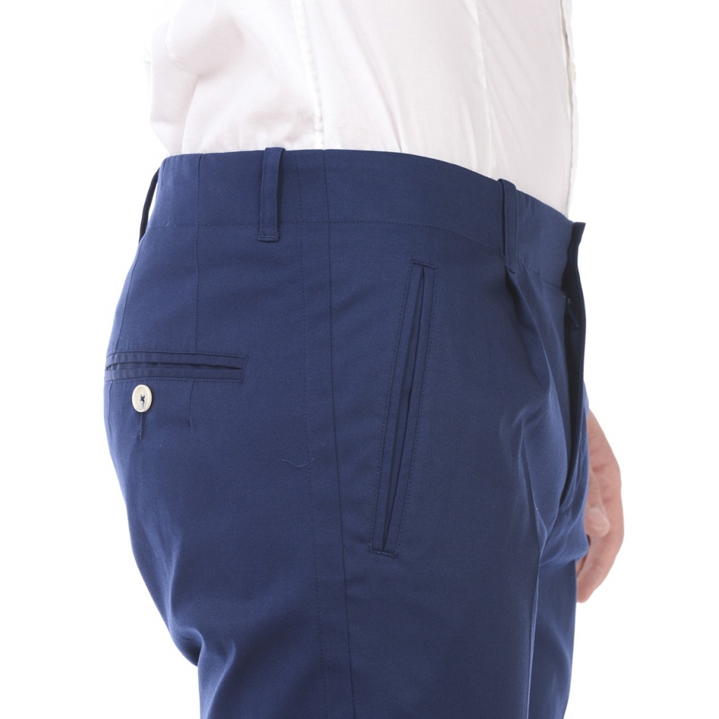 PANTALONI PANTALONE BIGNE BOTTONE BIANCO BLU