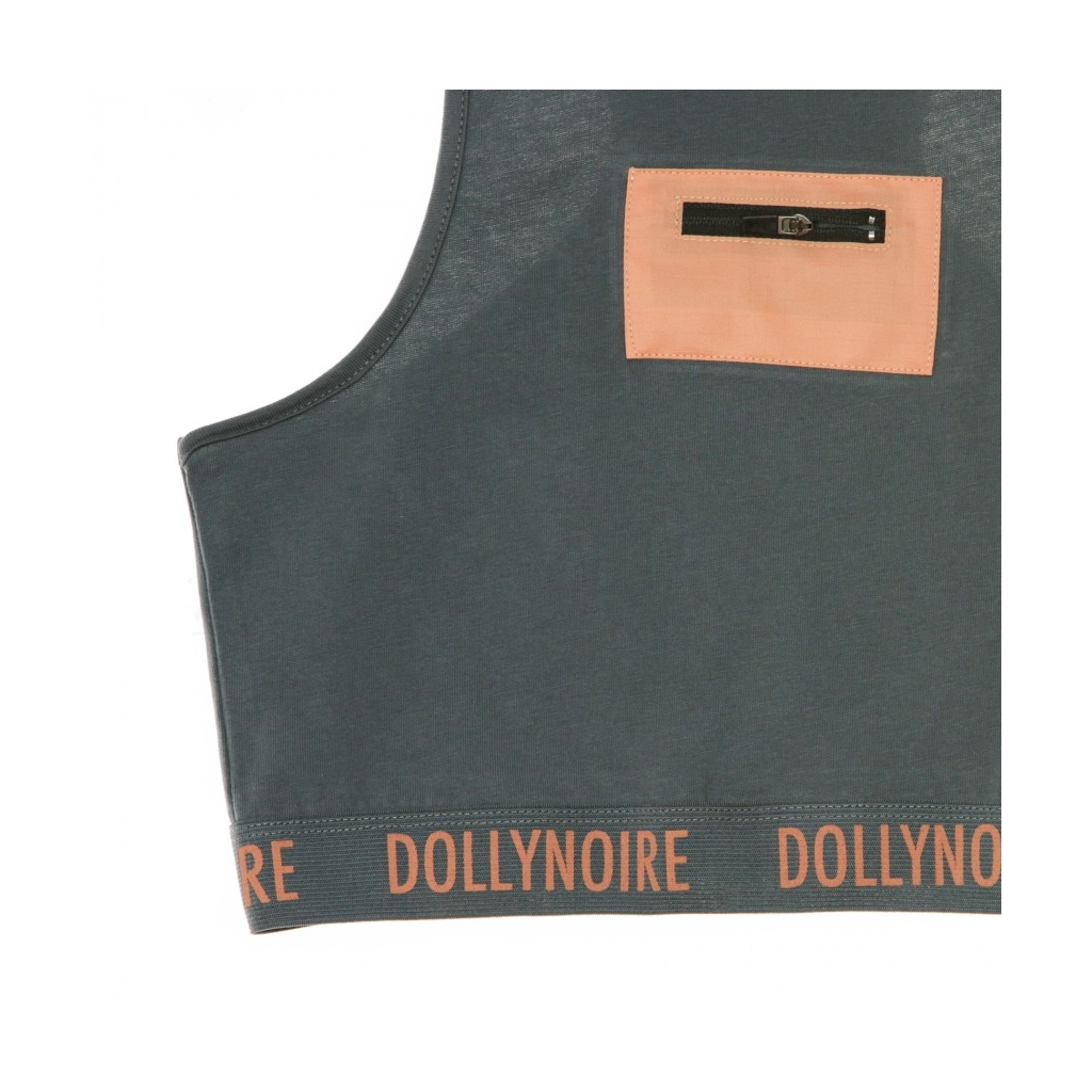 TOP HIGHNECK POCKET GREY/CANTALOUPE ORANGE