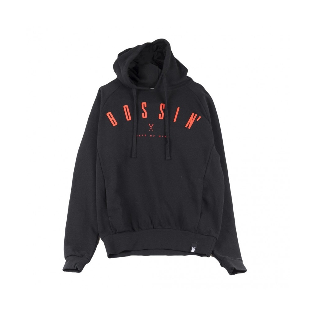 FELPA CAPPUCCIO BOSSIN HOODIE NERO/ROSSO