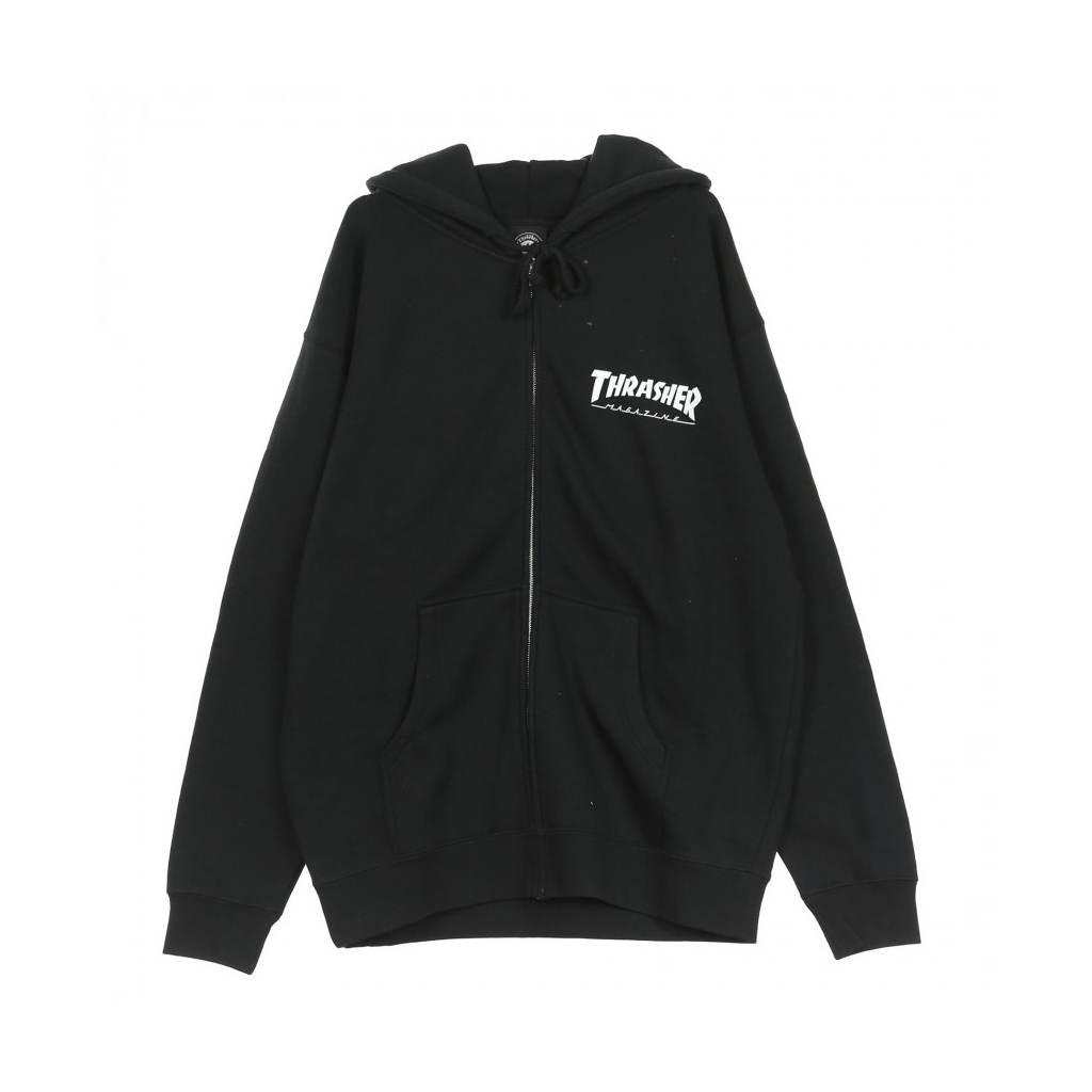 FELPA CAPPUCCIO LOGO ZIP NERO/BIANCO