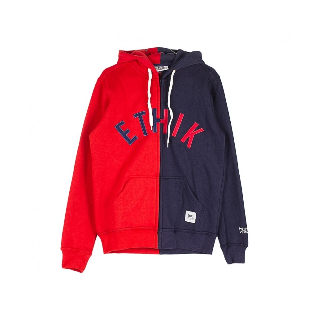 FELPA CAPPUCCIO SPLIT ZIP HOODIE RED/BLUE