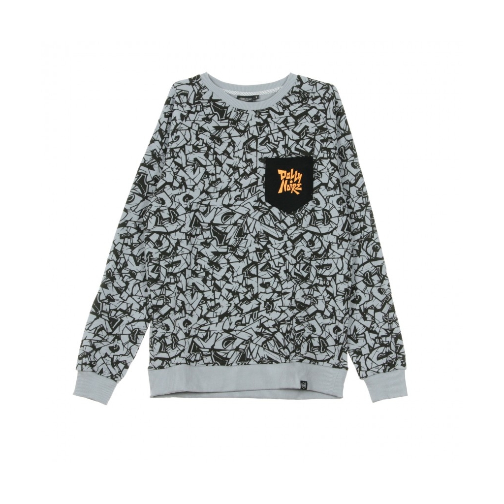 FELPA GIROCOLLO ROCKS PATTERN CREW GREY/BLACK