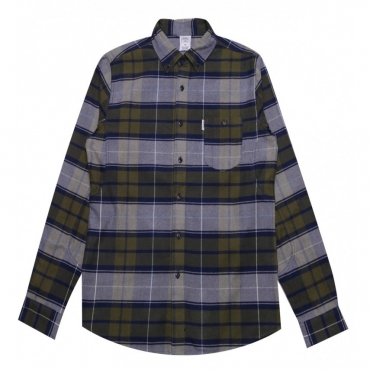 CAMICIA CROOKS  CASTLES SHIRT L/S RAFTER Navy/Green/Grey unico