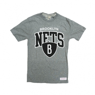 MAGLIETTA MITCHELL  NESS T-SHIRT NBA BROOKLYN NETS TEAM ARCH Grey unico