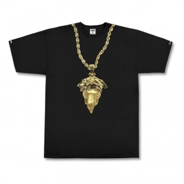 FELPA GIROCOLLO CROOKS  CASTLES SWEATSHIRT CREWNECK MEDUSA CHAIN Black/Gold unico