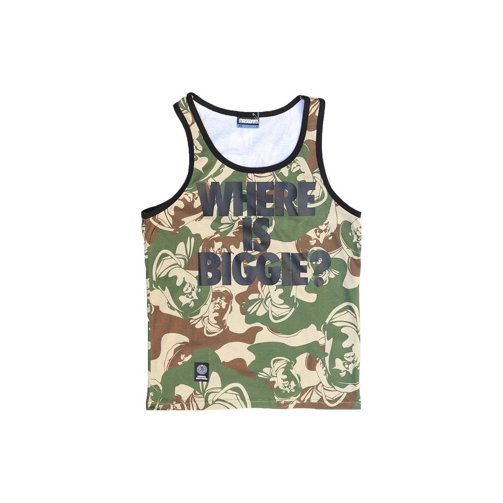 CANOTTA MASS DENIM TANK TOP WHERE IS BIGGIE ALL OVER Black/WoodlandCamo unico