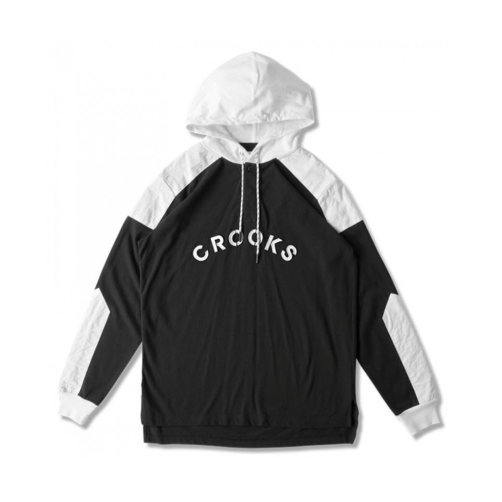 FELPA CAPPUCCIO CROOKS  CASTLES SWEATER HOODED L/S PERCY Black/White unico