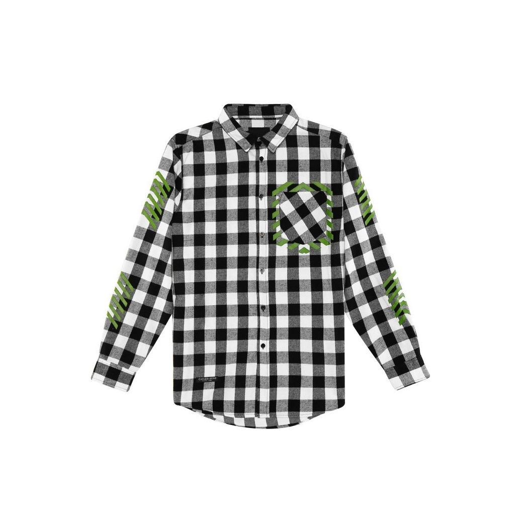 CAMICIA CAYLER  SONS SHIRT L/S LONG LEGEND FLANNEL White/Black/Olive unico