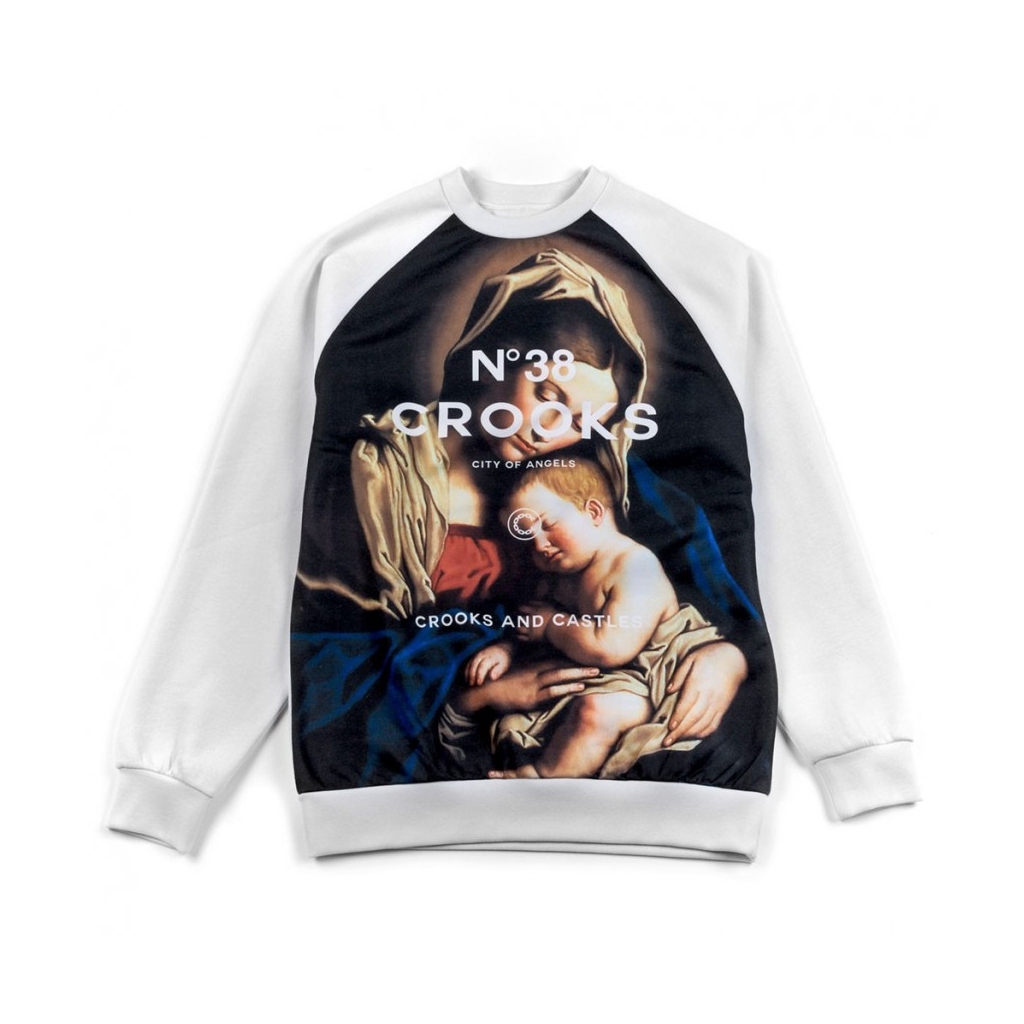 FELPA GIROCOLLO CROOKS  CASTLES SWEATSHIRT CREWNECK PILLAGER White unico