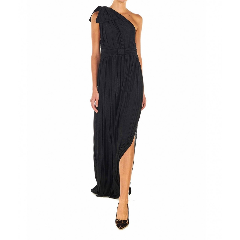 Elisabetta Franchi Abito Elegante Con Finitura In Glitter Nero Bowdoo Com