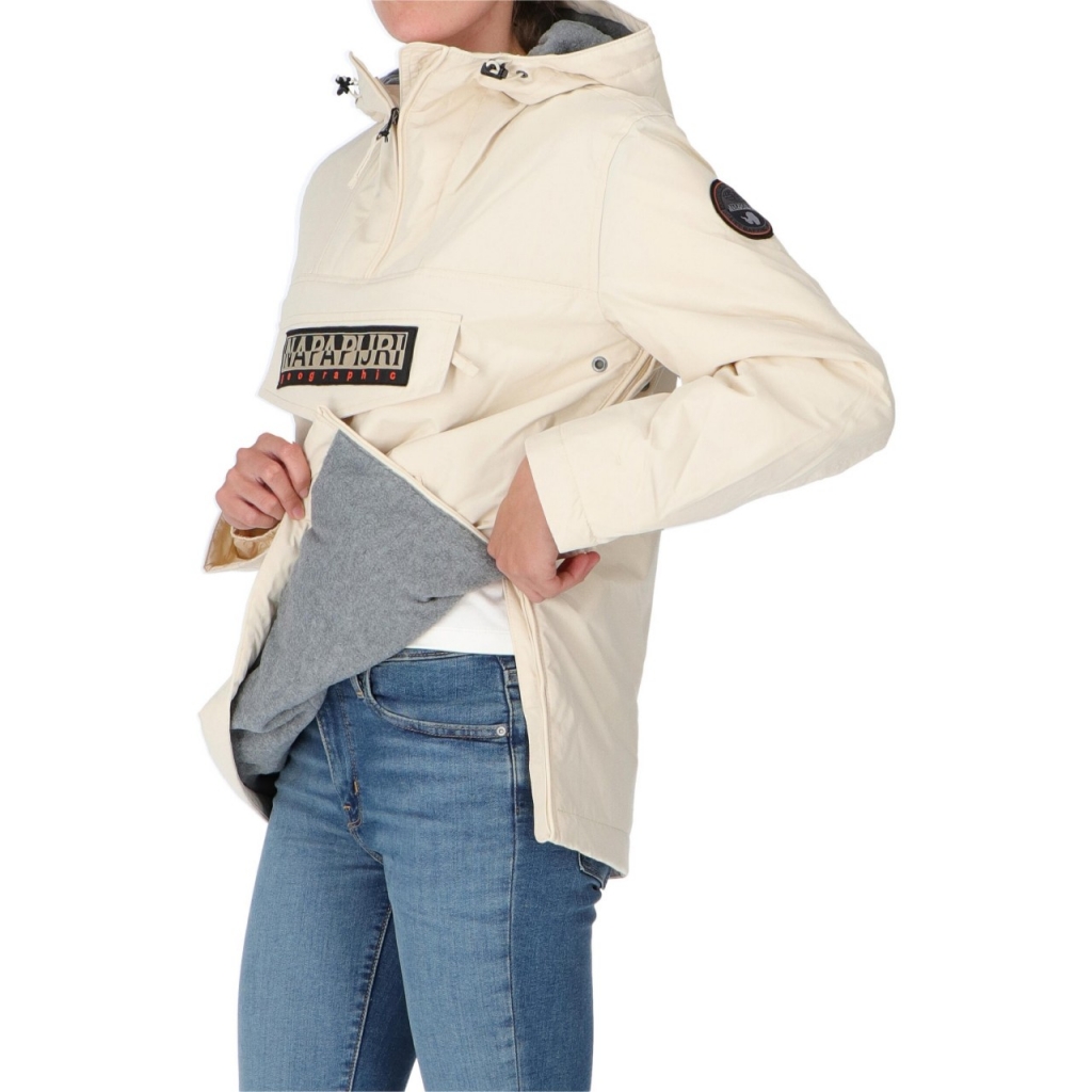 Giacca Napapijri Donna Pocket W Pkt 2 Cappuccio Pile NS5 WHITECAPGREY