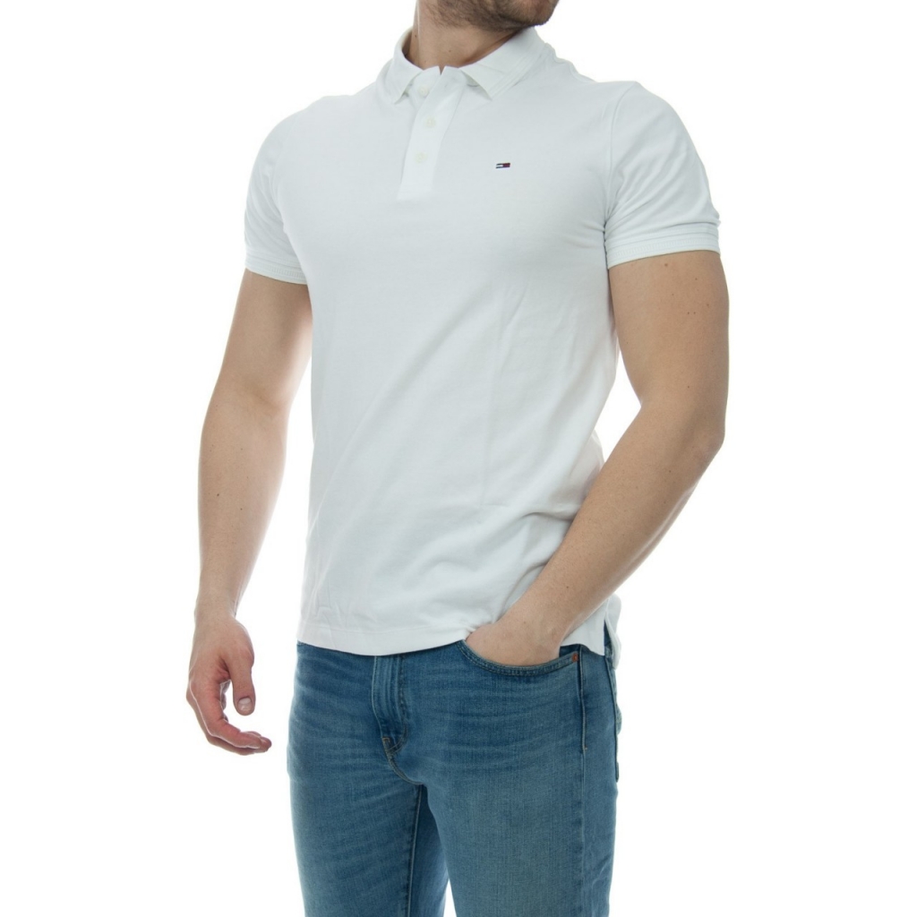 Polo Tommy Hilfiger Uomo Garment Dye Stretch Lavato 100 CLASSICWHITE