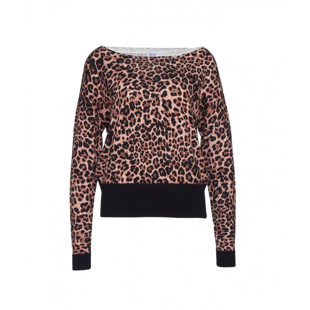 Maglia animalier marrone chiaro