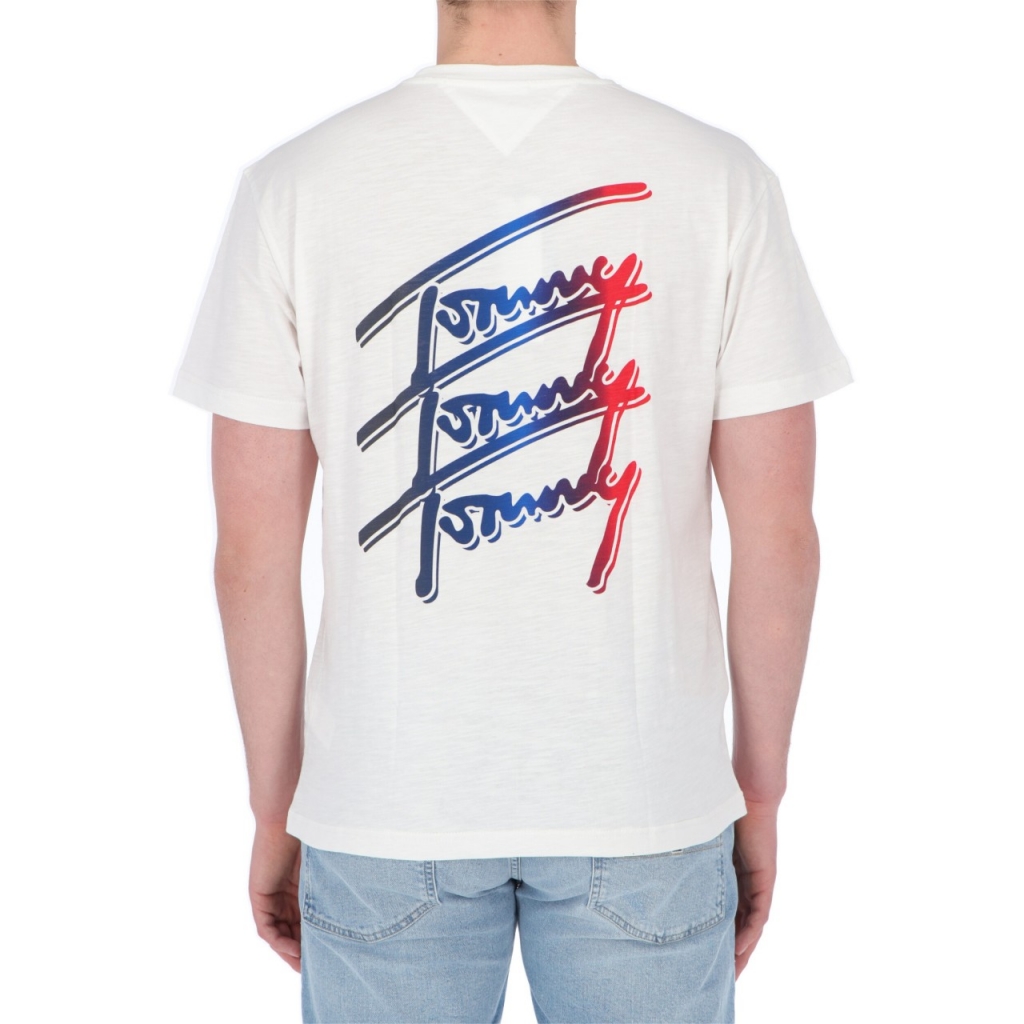 Tshirt Tommy Hilfiger Jeans Uomo Repeat Script tee YBR WHITE