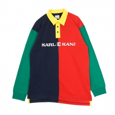 POLO MANICA LUNGA RETRO BLOCK RUGBY SHIRT RED/NAVY/GREEN