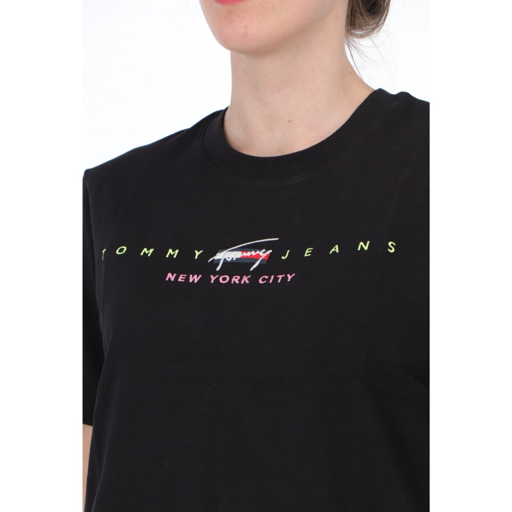 Maglietta rossa con logo da donna, Tommy Jeans, T-shirt