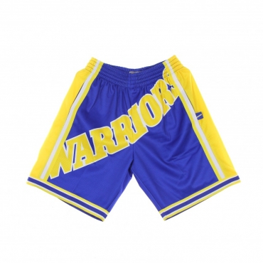 PANTALONCINO TIPO BASKET UOMO NBA BIG FACE BLOWN OUT FASHION SHORT HARDWOOD CLASSICS GOLWAR ROYAL/ORIGINAL TEAM COLORS