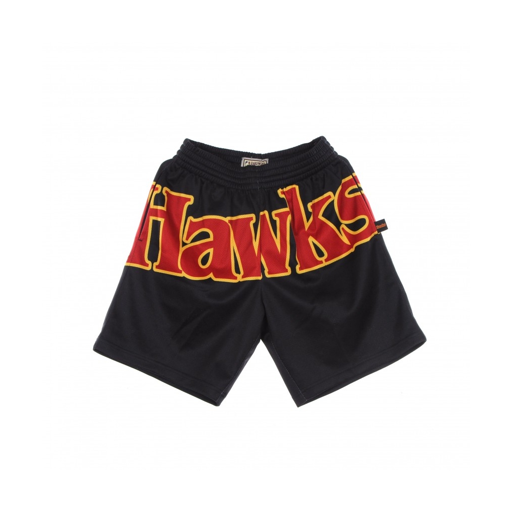 PANTALONCINO TIPO BASKET UOMO NBA BIG FACE BLOWN OUT FASHION SHORT HARDWOOD CLASSICS ATLHAW BLACK/ORIGINAL TEAM COLORS