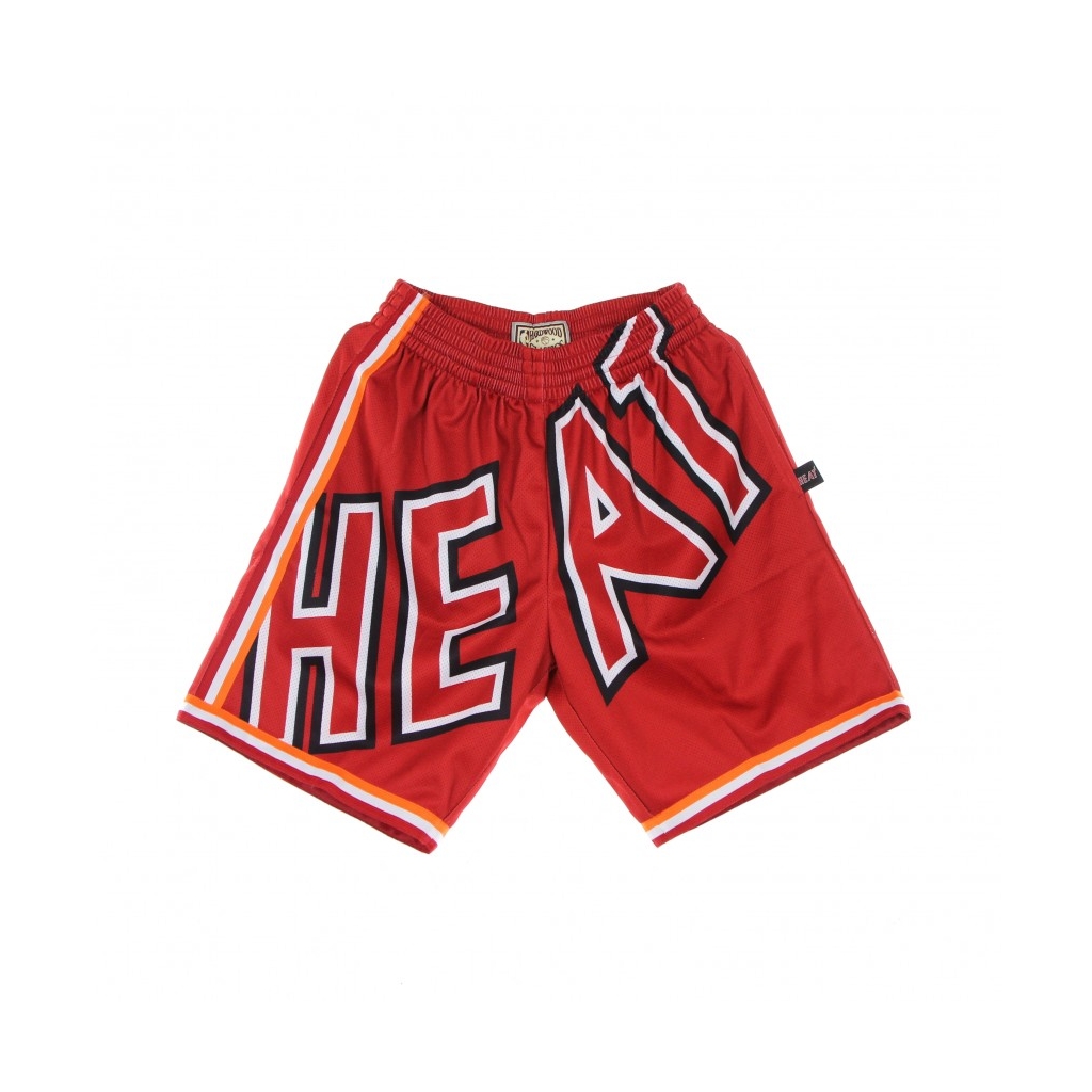 PANTALONCINO TIPO BASKET UOMO NBA BIG FACE BLOWN OUT FASHION SHORT HARDWOOD CLASSICS MIAHEA RED/ORIGINAL TEAM COLORS