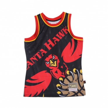 CANOTTA TIPO BASKET UOMO NBA BIG FACE BLOWN OUT FASHION JERSEY HARDWOOD CLASSICS ATLHAW BLACK/ORIGINAL TEAM COLORS