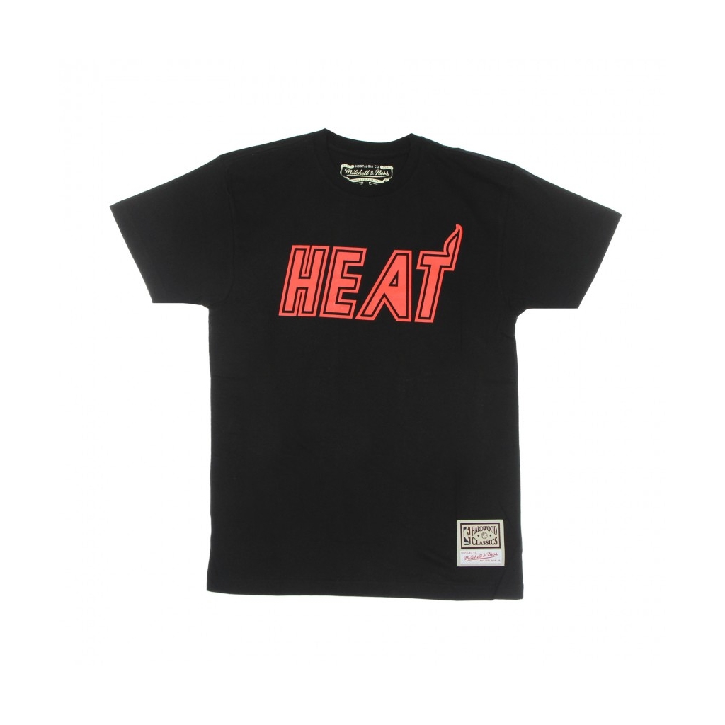 MAGLIETTA UOMO NBA NEON LOGO TEE HARDWOOD CLASSICS MIAHEA BLACK/RED