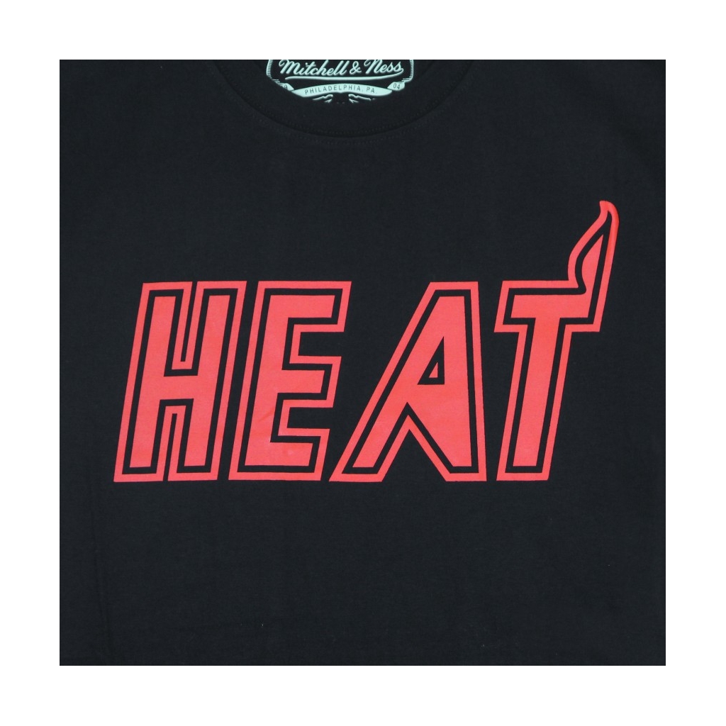 MAGLIETTA UOMO NBA NEON LOGO TEE HARDWOOD CLASSICS MIAHEA BLACK/RED