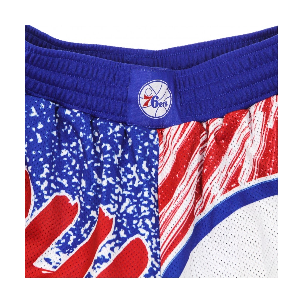 PANTALONCINO TIPO BASKET UOMO NBA JUMBOTRON SUBLIMATED MESH SHORTS HARDWOOD CLASSICS PHI76E ROYAL/ORIGINAL TEAM COLORS