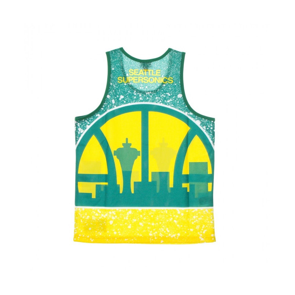 CANOTTA TIPO BASKET UOMO NBA JUMBOTRON SUBLIMATED MESH TANK HARDWOOD CLASSICS SEASUP YELLOW/ORIGINAL TEAM COLORS