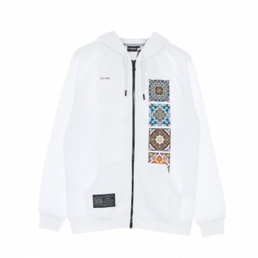 FELPA CAPPUCCIO ZIP UOMO MAIOLICHE A CIRCUITO STAMPATO HOODIE WHITE