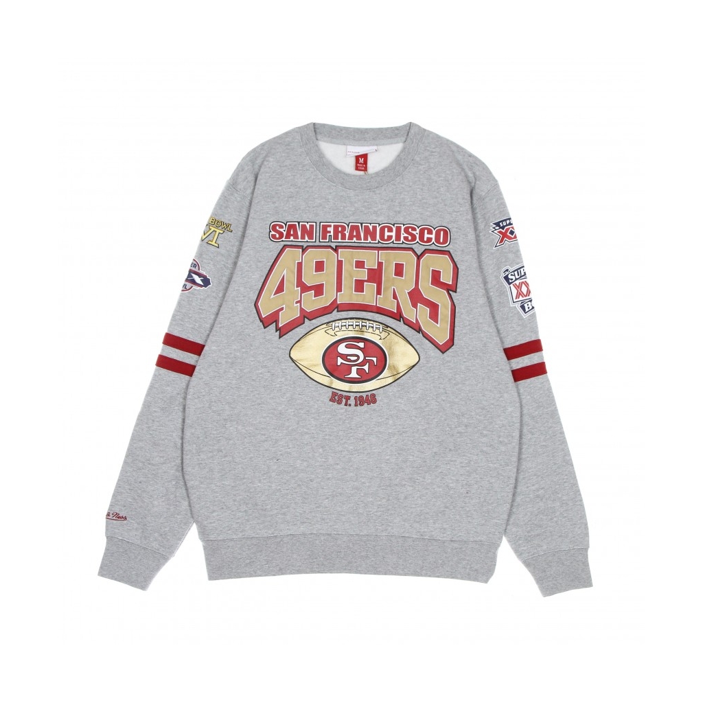 Mitchell & Ness San Francisco 49ers All Over Print Fleece Crew SWEATSHIRT  Grey - GREY HEATHER