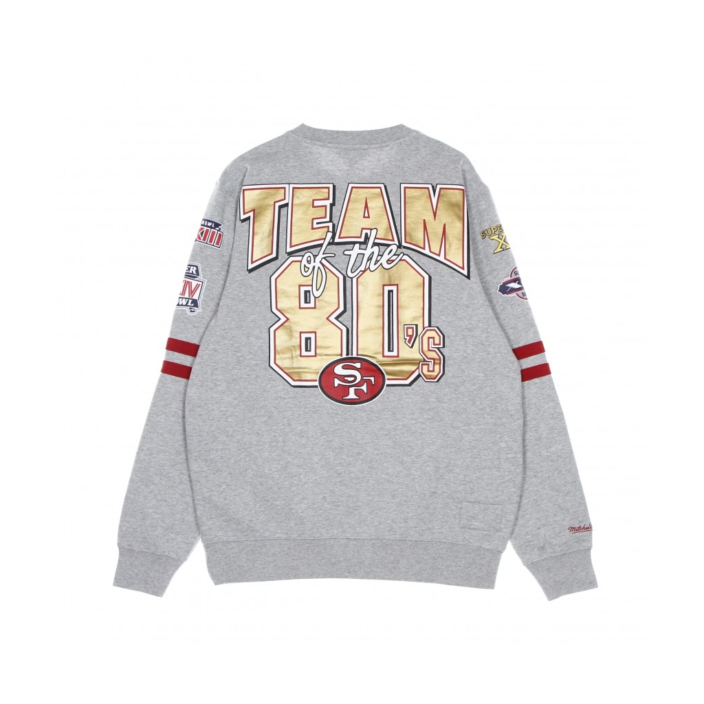 Mitchell & Ness San Francisco 49ers All Over Print Fleece Crew SWEATSHIRT  Grey - GREY HEATHER