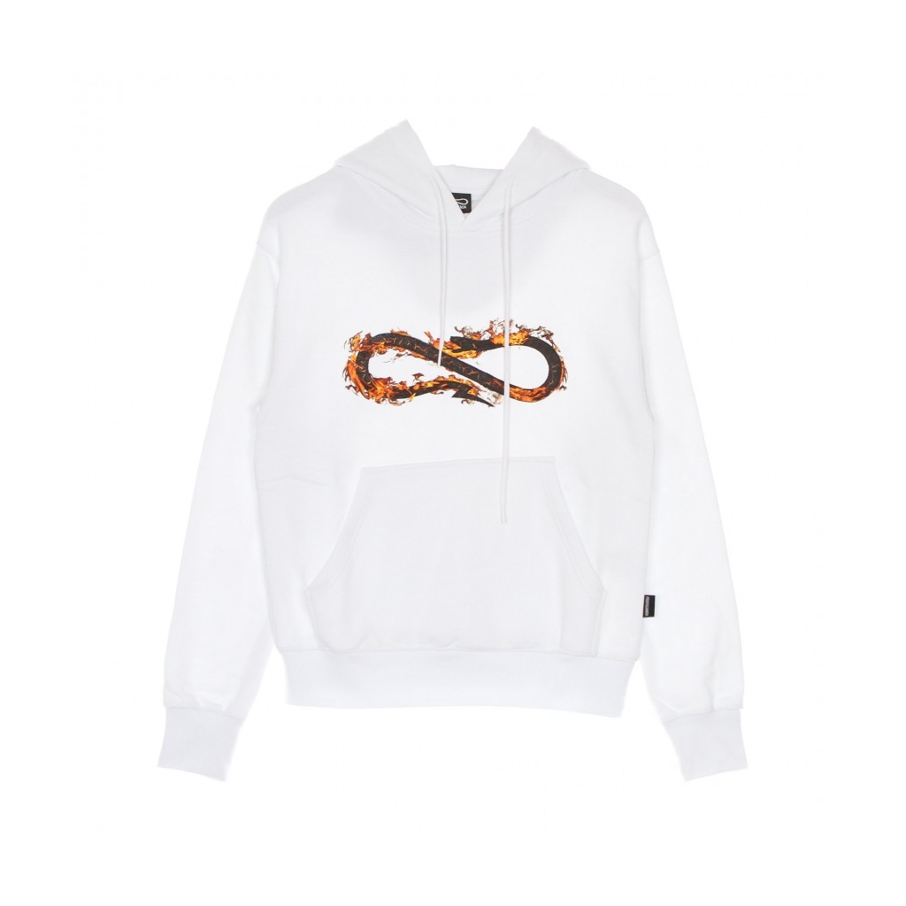 felpa cappuccio uomo logo fire hoodie WHITE