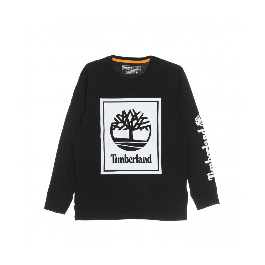 maglietta manica lunga uomo l/s stack logo tee BLACK/WHITE