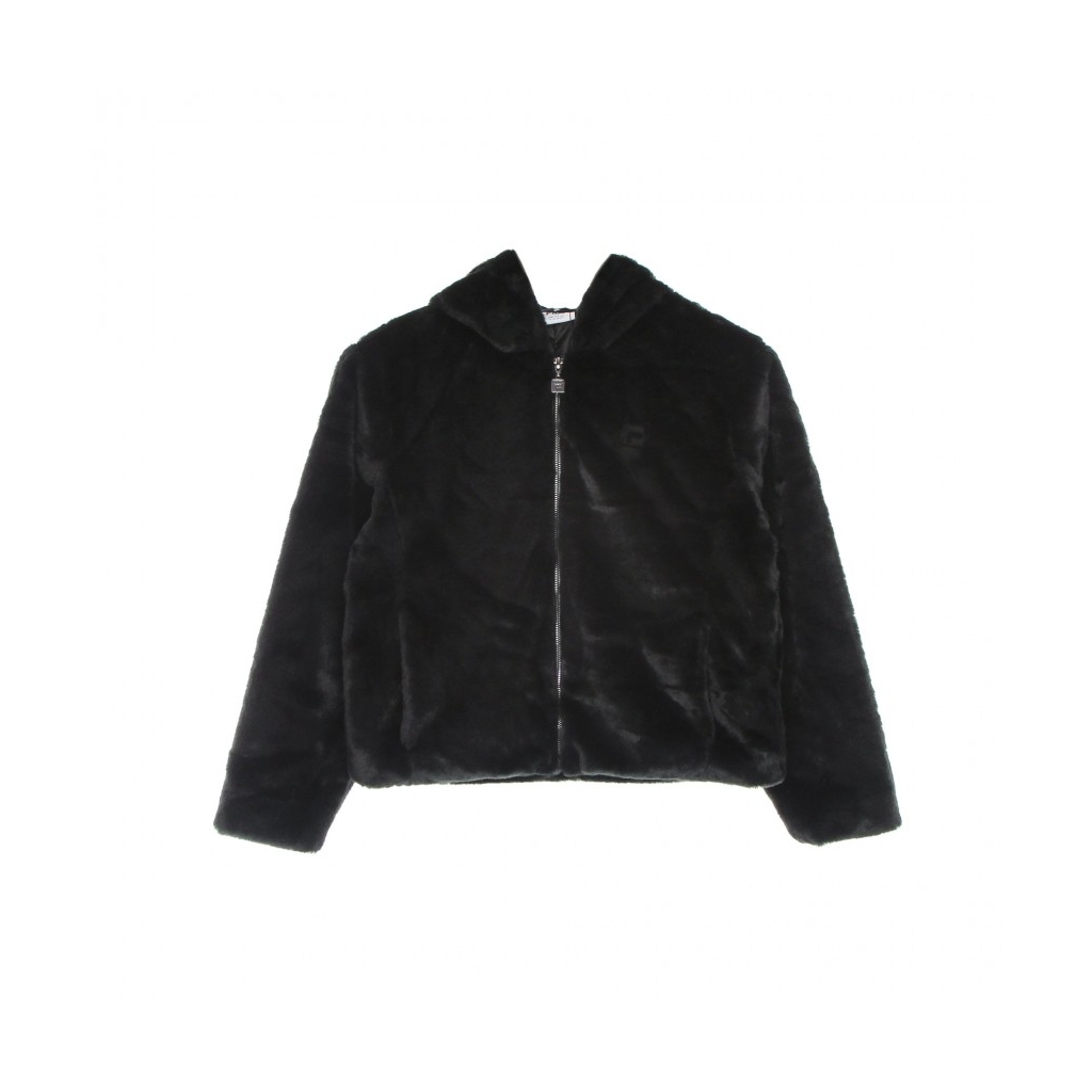 pelliccia ragazza samantha fake fur hooded jacket BLACK