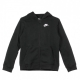 felpa cappuccio zip ragazzo hoodie club BLACK/BLACK/WHITE