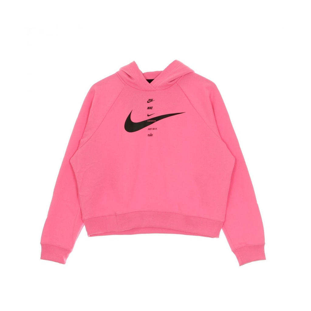 felpa cappuccio donna swoosh hoodie PINK GLOW BLACK