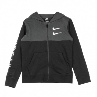 felpa cappuccio zip bambino sportswear swoosh BLACK/DK SMOKE GREY/WHITE