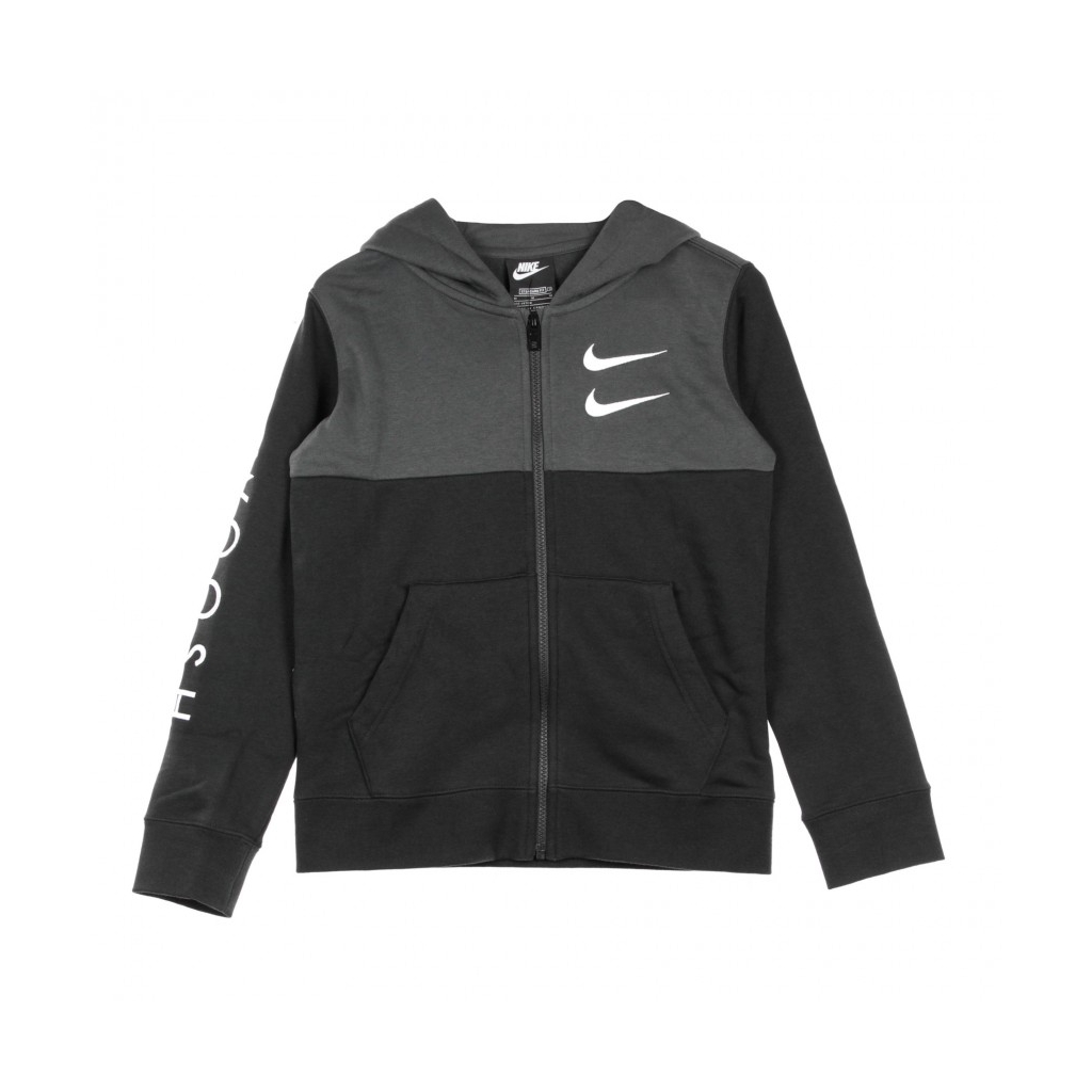 felpa cappuccio zip bambino sportswear swoosh BLACK/DK SMOKE GREY/WHITE