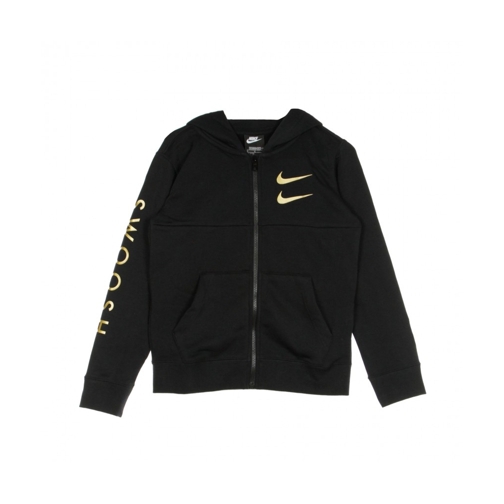 felpa cappuccio zip bambino sportswear swoosh BLACK/BLACK/METALLIC GOLD