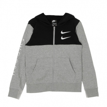 felpa cappuccio zip bambino sportswear swoosh DK GREY HEATHER/BLACK/WHITE/WHITE