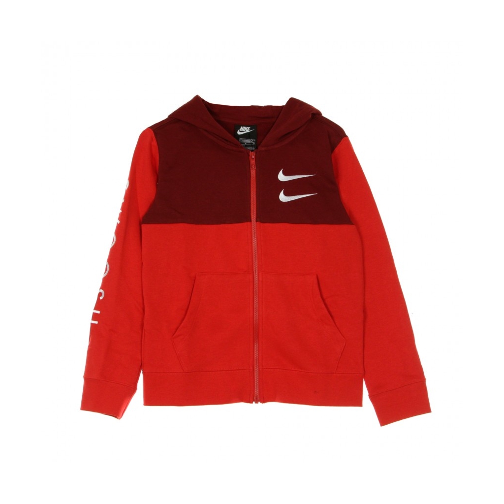 felpa cappuccio zip bambino sportswear swoosh UNIVERSITY RED/TEAM RED/WHITE