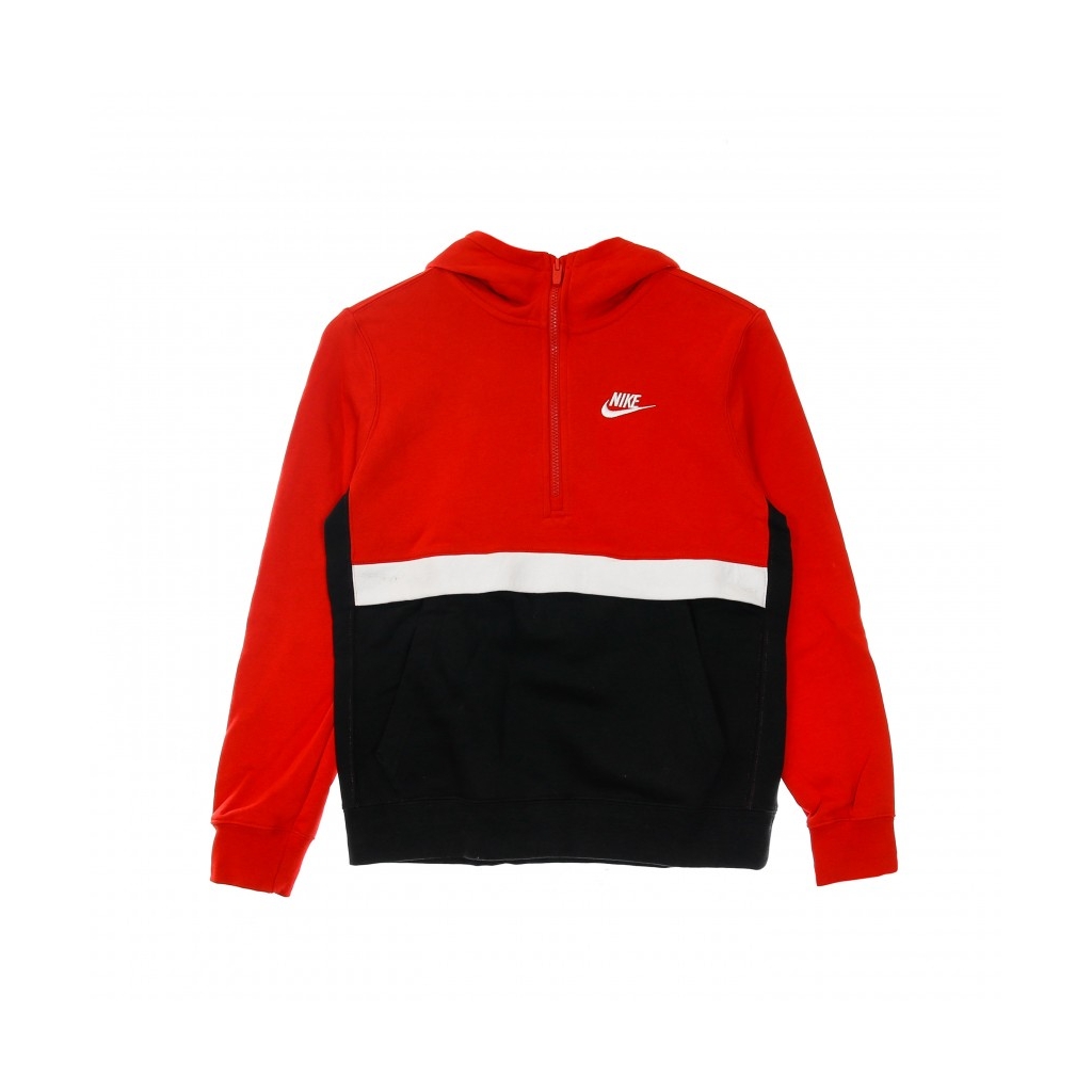 felpa cappuccio zip ragazzo sportswear club hoodie UNIVERSITY RED/BLACK/WHITE