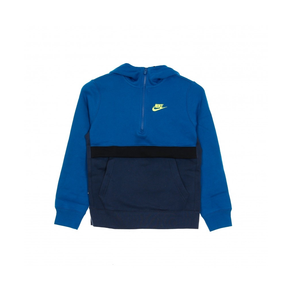 felpa cappuccio zip ragazzo sportswear club hoodie GREEN ABYSS/DEEP OCEAN/BLACK/VOLT