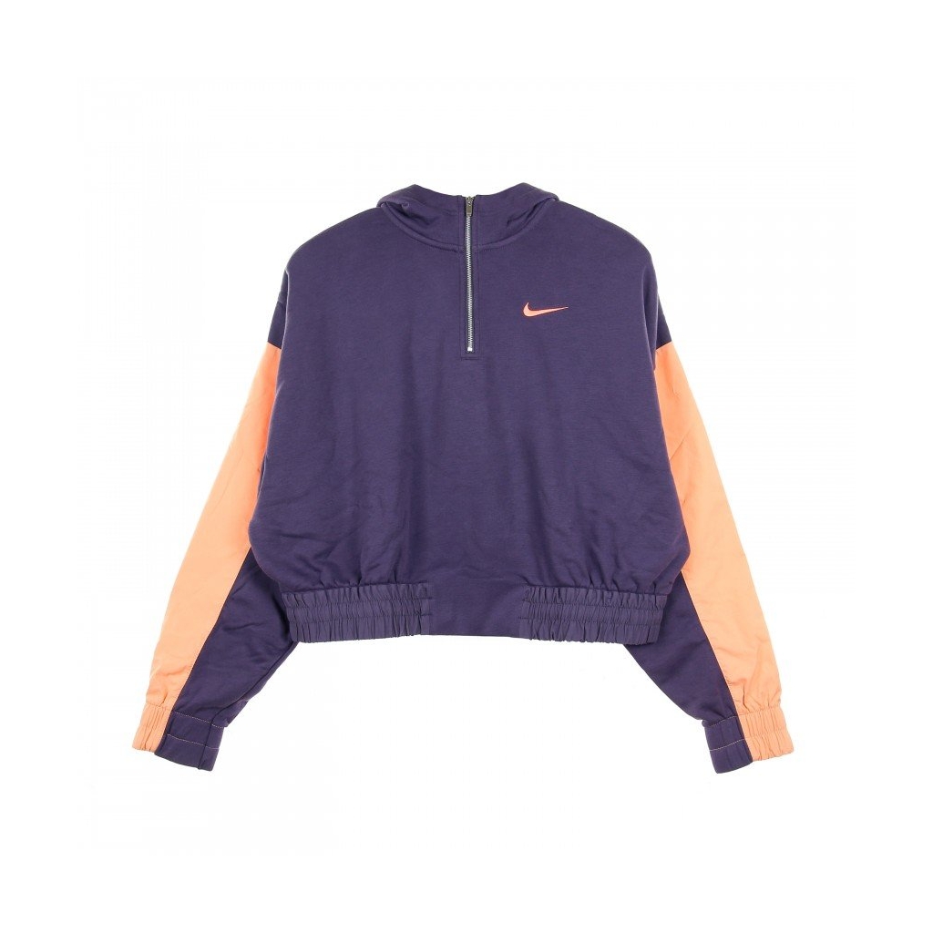 felpa cappuccio corta donna w sportswear icon clash hoodie zip DARK RAISIN/CRIMSON BLISS/BRIGHT MANGO