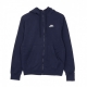 felpa cappuccio zip uomo sportswear club hoodie MIDNIGHT NAVY/MIDNIGHT NAVY/WHITE